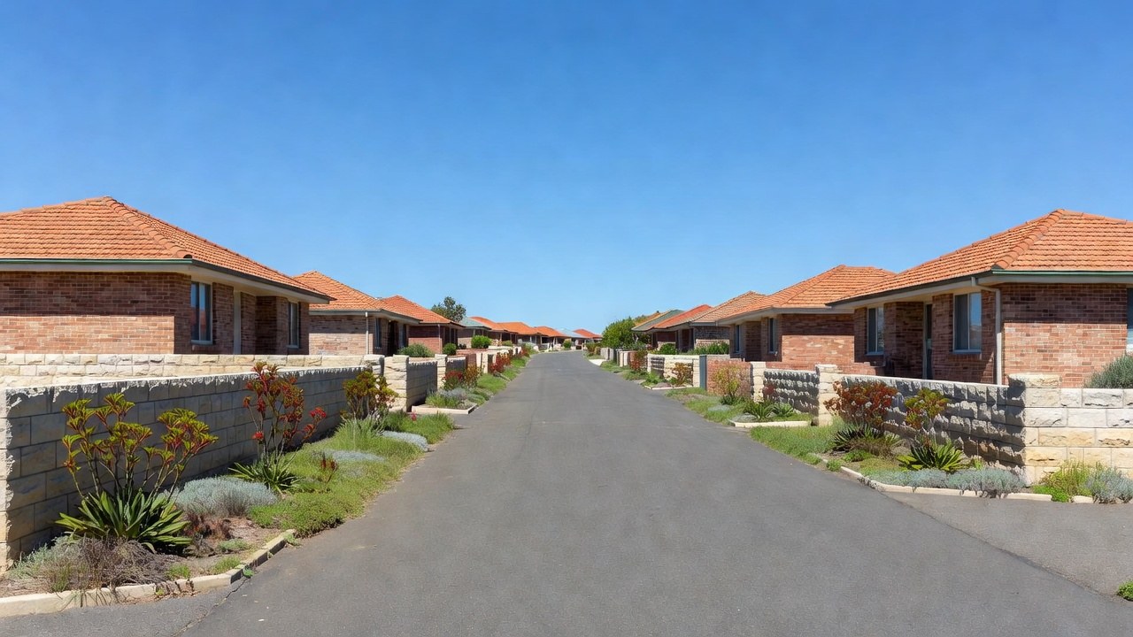A Perth street of brick-and-tile homes with terracotta roofs
